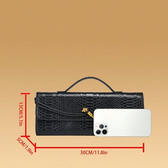 Black Preppy Women's Envelope Handbag - Picture 8 of 8